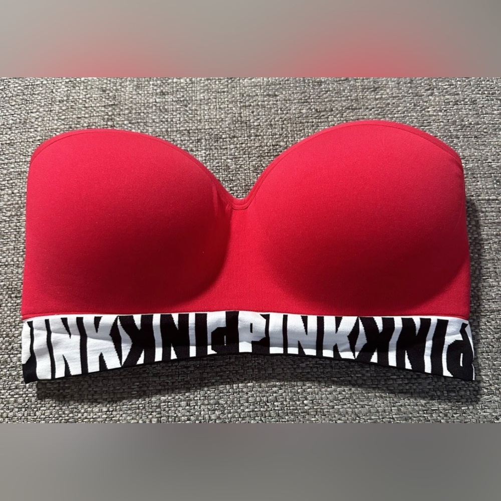 PINK Victoria’s Secret Cool & Comfy Strapless Red Bandeau Bra